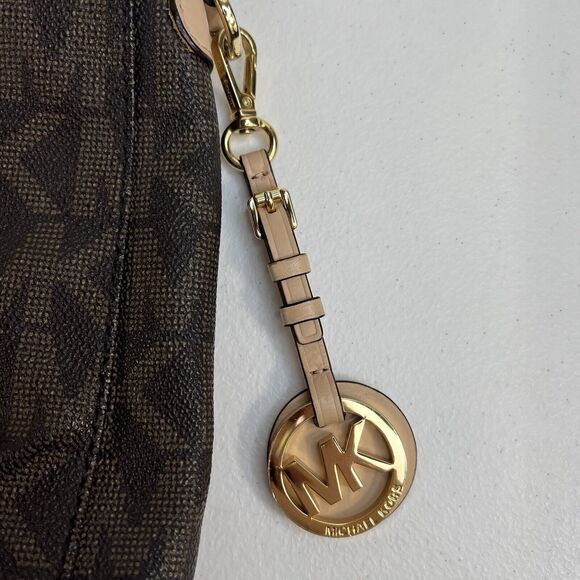 Michael Kors Crossbody Jet Set Large Brown Monogram Travel Logo Messenger Bag - Picture 4 of 15